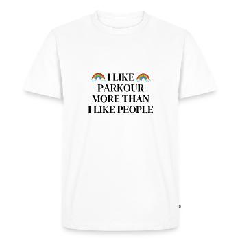 J’aime le parkour plus que j’aime les gens - T-shirt Premium bio Homme - blanc - Devant - Nico (187cm)