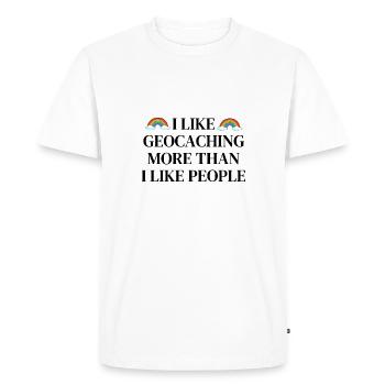 J’aime le géocaching plus que j’aime les gens - T-shirt Premium bio Homme - blanc - Devant - Nico (187cm)
