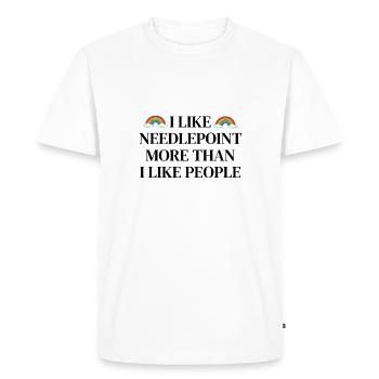 I like needlepoint more than I like people - Men's Premium Organic T-Shirt - white - Front - Nico (187cm)