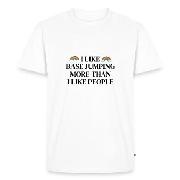 J’aime le base jump plus que les gens - T-shirt Premium bio Homme - blanc - Devant - Nico (187cm)