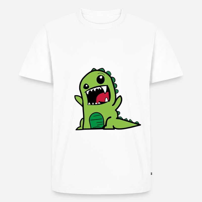 Dino - Männer Premium Bio T-Shirt - Weiß