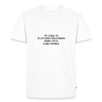 J’aime la télévision plus que les gens - T-shirt Premium bio Homme - blanc - Devant - Nico (187cm)