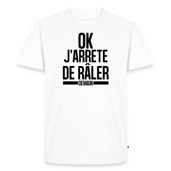 ok j''arrête de râler - T-shirt Premium bio Homme - blanc - Devant - Nico (187cm)