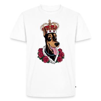 Doberman Pinscher avec couronne et grandes roses - T-shirt Premium bio Homme - blanc - Devant - Nico (187cm)
