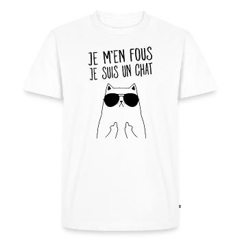 Je M'en Fous - Je Suis Un Chat - Cadeau - T-shirt Premium bio Homme - blanc - Devant - Nico (187cm)