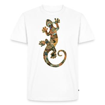 Silhouette de reptile Gecko avec ornements 2 - T-shirt Premium bio Homme - blanc - Devant - Nico (187cm)