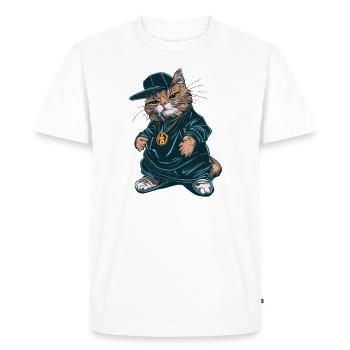 Cat West Coast Rapper - Men's Premium Organic T-Shirt - white - Front - Nico (187cm)