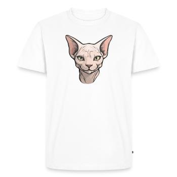 Sphynx Chat Chats de compagnie Animal sans poils Mignon - T-shirt Premium bio Homme - blanc - Devant - Nico (187cm)