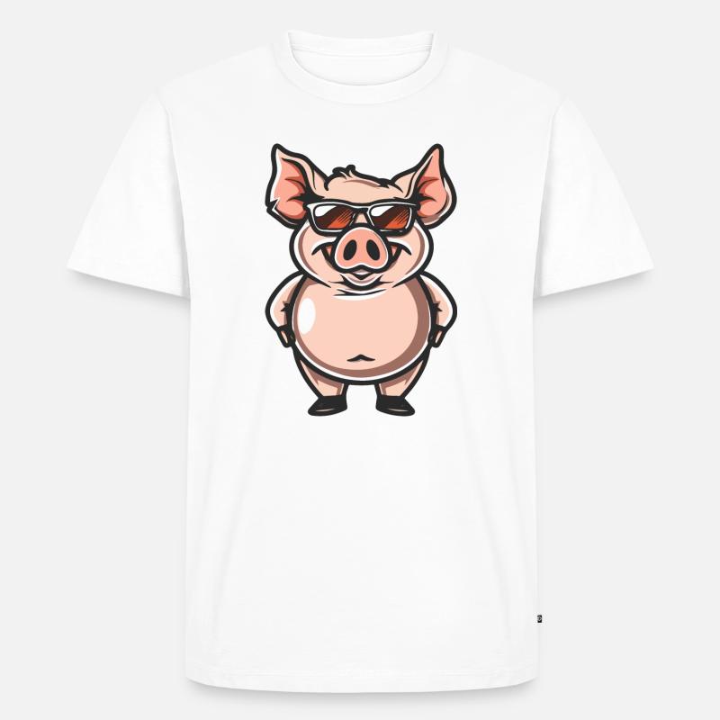 Schwein Cool Comic - Männer Premium Bio T-Shirt - Weiß