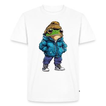 Frog Funny Winter - Men's Premium Organic T-Shirt - white - Front - Nico (187cm)