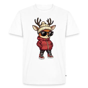 Cerf Cool Bande Dessinée - T-shirt Premium bio Homme - blanc - Devant - Nico (187cm)