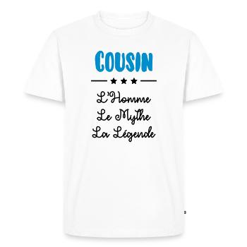Cousin - Cousine - Famille - Naissance - Bébé - Men's Premium Organic T-Shirt - white - Front - Nico (187cm)