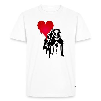 cool street art Jésus - avec beaucoup d’amour - T-shirt Premium bio Homme - blanc - Devant - Nico (187cm)