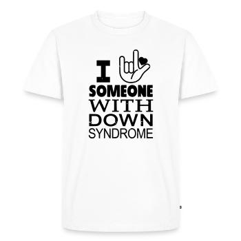 Down syndrome lovers - Men's Premium Organic T-Shirt - white - Front - Nico (187cm)