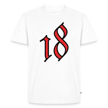 18. 18 ANS. 18e ANNIVERSAIRE. ANNIVERSAIRE 18 ANS. - T-shirt Premium bio Homme - blanc - Devant - Nico (187cm)