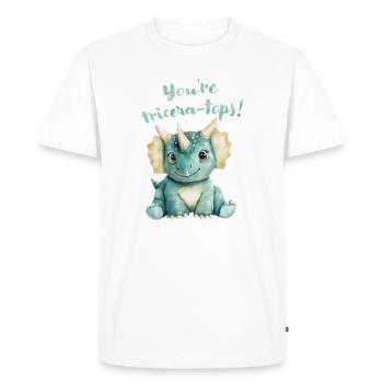 Triceratops Dinosaurier « Vous êtes des Tricera-tops ! » - T-shirt Premium bio Homme - blanc - Devant - Nico (187cm)
