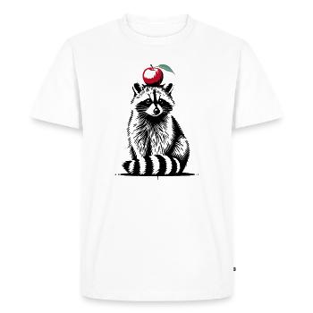 Raton laveur avec pomme - Conception de pochoir ludique - T-shirt Premium bio Homme - blanc - Devant - Nico (187cm)