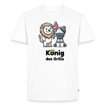 Lion au barbecue avec une couronne - T-shirt Premium bio Homme - blanc - Devant - Nico (187cm)