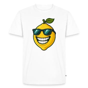 Lunettes de soleil citron frais Sourire aux fruits d’été - T-shirt Premium bio Homme - blanc - Devant - Nico (187cm)
