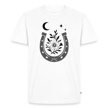 Horseshoe with Flower & Moon - Lucky Design - Men's Premium Organic T-Shirt - white - Front - Nico (187cm)