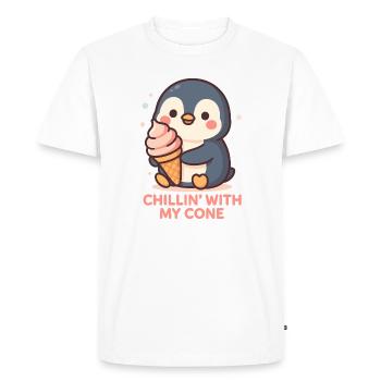 Niedlicher Pinguin mit Eistüte Design - Men's Premium Organic T-Shirt - white - Front - Nico (187cm)