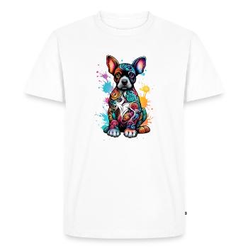 Colorful dog with paint splash - Men's Premium Organic T-Shirt - white - Front - Nico (187cm)