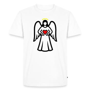 Ange-Couple-avec-Pictogramme-Coeur-2 - T-shirt Premium bio Homme - blanc - Devant - Nico (187cm)