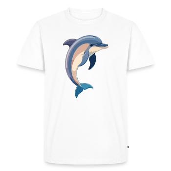 blue dolphin jumping out of water illustration - Men's Premium Organic T-Shirt - white - Front - Nico (187cm)