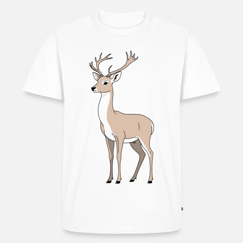 Hirsch mit elegantem Geweih - Männer Premium Bio T-Shirt - Weiß