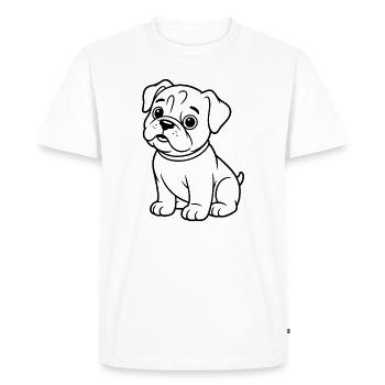 Pug Contour Drawing: Cute Snout - Men's Premium Organic T-Shirt - white - Front - Nico (187cm)