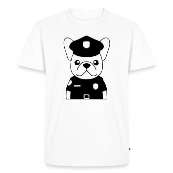 Frenchie Policeman Dog Black - Men's Premium Organic T-Shirt - white - Front - Nico (187cm)