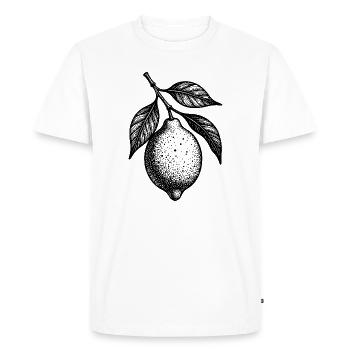 Illustration lemon hanging stippled texture - Men's Premium Organic T-Shirt - white - Front - Nico (187cm)
