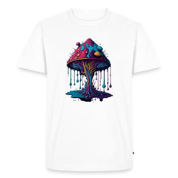 Forêt de champignons psychédélique lumineuse - T-shirt Premium bio Homme - blanc - Devant - Nico (187cm)