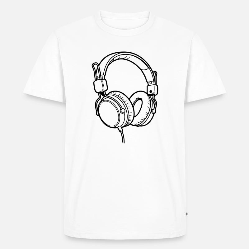 Kopfhörer - Männer Premium Bio T-Shirt - Weiß