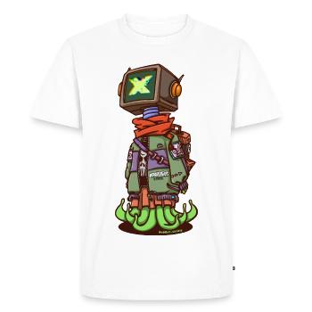Neon X Robot Scout with Flame Boots - Men's Premium Organic T-Shirt - white - Front - Nico (187cm)