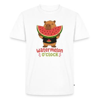 Watermelon O'Clock Cabybara - Men's Premium Organic T-Shirt - white - Front - Nico (187cm)