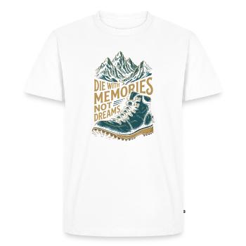 Randonnée - Aventure en plein air - Mourir avec des souvenirs non - T-shirt Premium bio Homme - blanc - Devant - Nico (187cm)