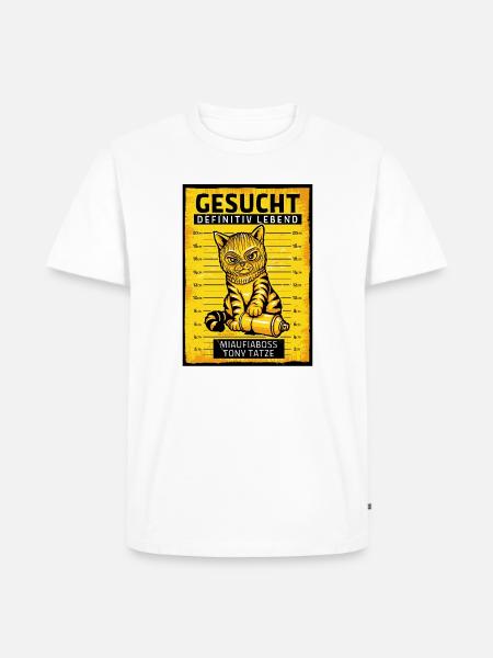 Graffiti Katze Gesucht - Männer Premium Bio T-Shirt - Weiß