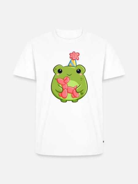 Kleiner Partyfrosch mit Ballonhund - Männer Premium Bio T-Shirt - Weiß