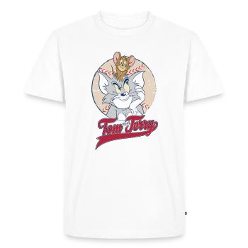 Tom et Jerry Baseball - T-shirt Premium bio Homme - blanc - Devant - Nico (187cm)