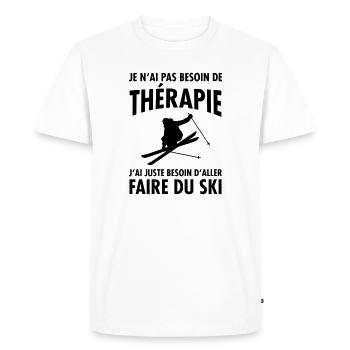 Thérapie - Ski - T-shirt Premium bio Homme - blanc - Devant - Nico (187cm)
