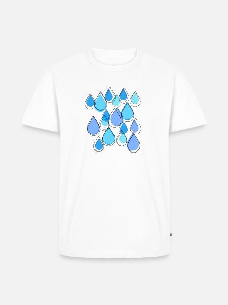 Rain, Drops, Raindrops, Blue - Men's Premium Organic T-Shirt - white