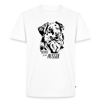 Australian Shepherd loved by an Aussie Wilsigns - Men's Premium Organic T-Shirt - white - Front - Nico (187cm)