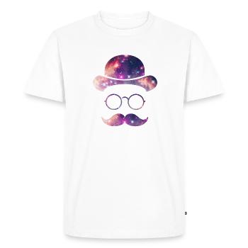 Visage rétro avec Moustache & Lunettes / Univers - T-shirt Premium bio Homme - blanc - Devant - Nico (187cm)