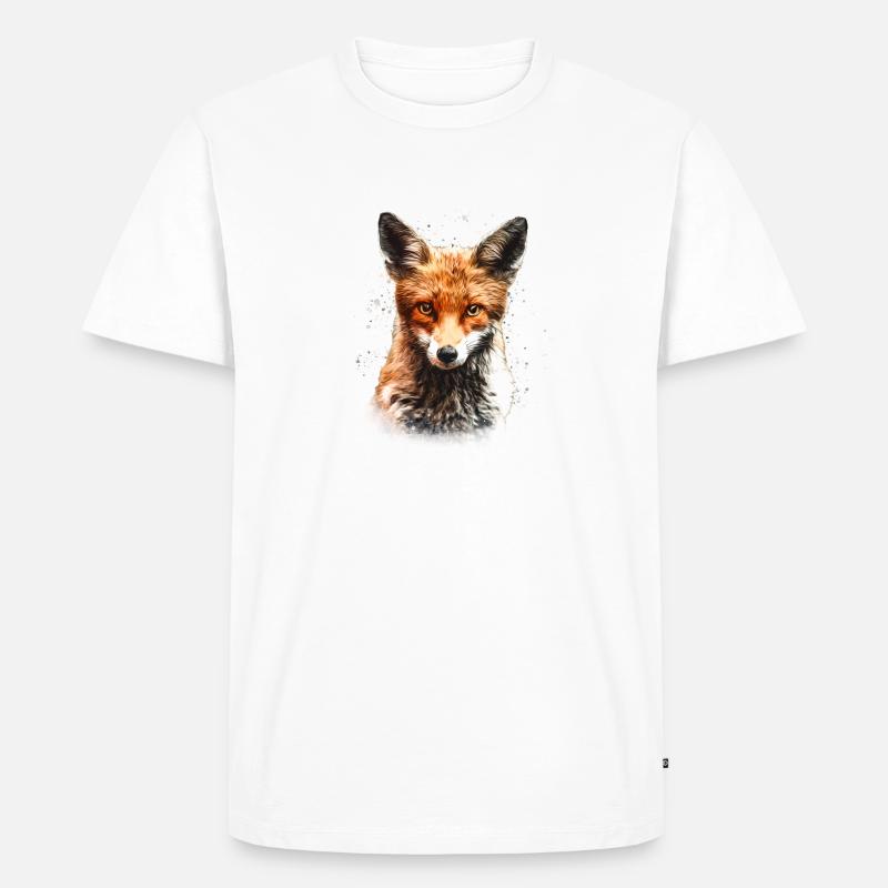 Fuchs mit Farbklecksen - Männer Premium Bio T-Shirt - Weiß