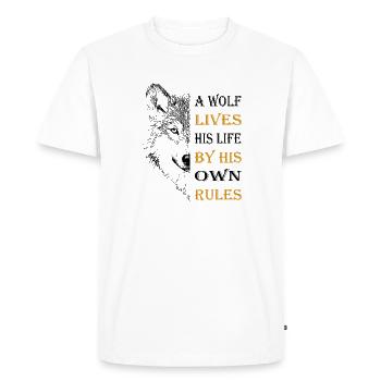 Tête de loup - T-shirt Premium bio Homme - blanc - Devant - Nico (187cm)