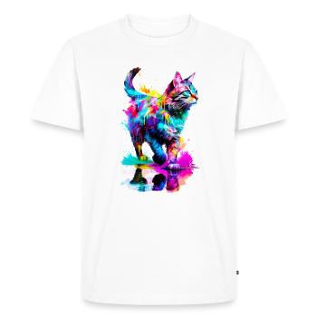 Chat tigré peint - T-shirt Premium bio Homme - blanc - Devant - Nico (187cm)