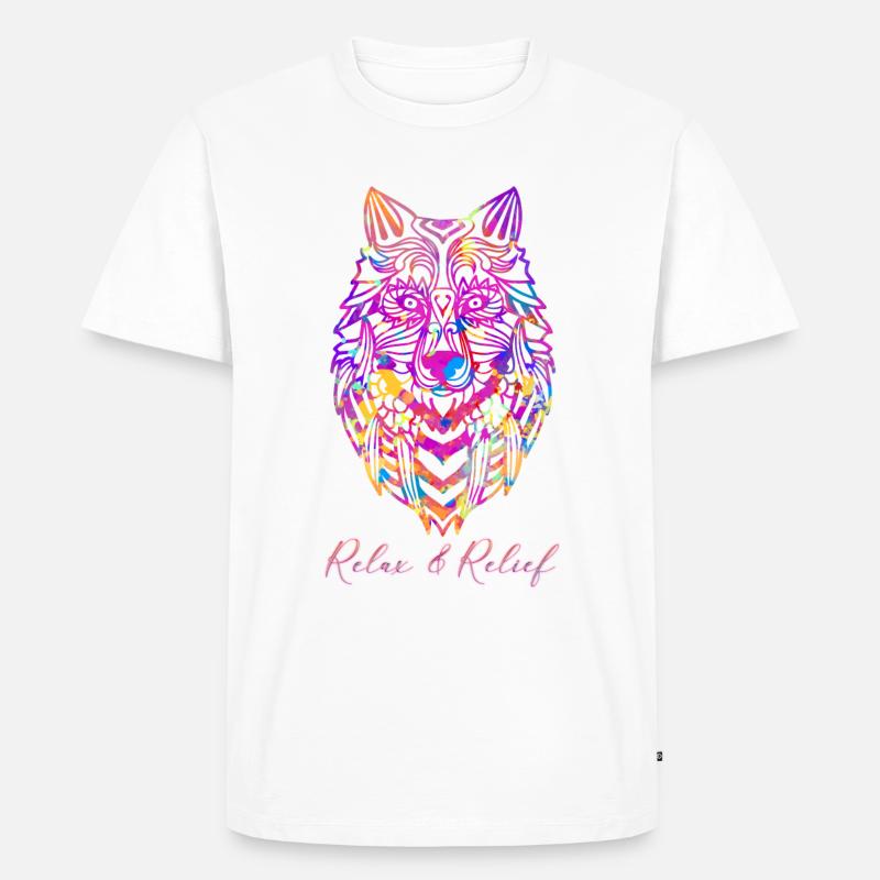 Relax&Relief Wolf - Männer Premium Bio T-Shirt - Weiß