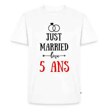 JUST MARRIED ANNIVERSAIRE DE MARIAGE 5 ANS - T-shirt Premium bio Homme - blanc - Devant - Nico (187cm)