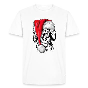 Père Noël teckel à poil dur chiens de Noël Wilsigns - T-shirt Premium bio Homme - blanc - Devant - Nico (187cm)